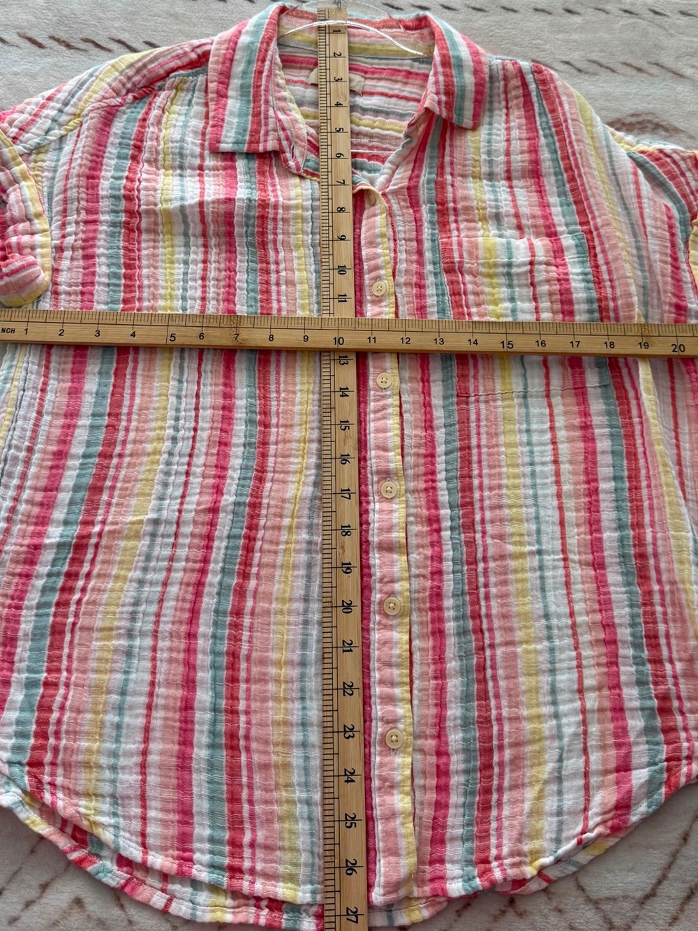 Style & Co. Pink Multi Short-Sleeve Striped Button-Down Shirt - Picture 5 of 7